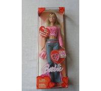 MATTEL BARBIE poupée blonde SAINT VALENTIN 2004 princesse de coeur, jean et tee shirt rose