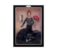 MATTEL BARBIE poupée chatain ROBE NOIR ET ARGENT - BOUQUET DE ROSE - + petite représentation de la première barbie - EDITION COLLECTOR 40 ème anniversaire - 1999 - scotch décollé mais poupée jamais sortie