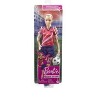 Mattel Barbie Poupée joueuse de foot, blonde, maillot numéro 9, ballon de foot, chaussures à crampons, chaussettes, fü r