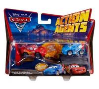 Mattel - Cars Coffret 2 Voitures De Action Agent - Flash Mcqueen Et Raoul Caroule - Véhicule Miniature