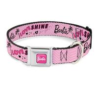 Mattel Collier pour chien avec boucle de ceinture de sécurité en métal Motif chevrons roses 33 à 43 cm Largeur 3,8 cm