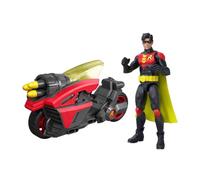 Mattel DC Premier Figurine Robin de 16,5 cm avec Moto, Lance-projectiles, décoration Exclusive, La Moto Jet de Robin Batlink, JMD51