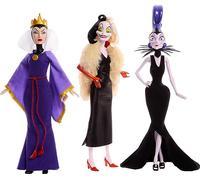 Mattel Disney 3 Poupées Villains La Méchante Reine, Cruella De Vil Et Yzma En Tenue Emblématique Et Expressions Faciales Maléfiques, À Collectionner, Jouet Enfant, A Partir De 3 Ans, HRF56