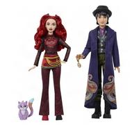 Mattel Disney Coffret de 2 poupées Red et Max Disney Descendants : Wicked Wonderland avec tenus inspirés du Film, Figurine Chat et Montre à Gousset, JMP50