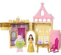 Mattel Disney Coffret Le Château de Belle de la collection Histoires à Empiler, maison de poupée avec mini-poupée et 9 éléments de jeu, inspiré du film La Belle et la Bête, pour enfants, JDP54