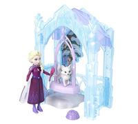 Mattel Disney Coffret Mini-poupée et Animal d’Hiver Elsa de la Reine des Neiges de avec Figurines Renards et Oiseaux, Toboggan et Accessoires, Coffret Animaux glacés à empiler, JFG29