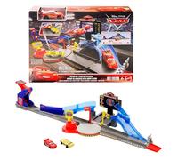 Mattel Disney · Pixar Cars Circuit Course Cascade Piston Cup avec Flash McQueen Langue pendue et Voiture accidentée, JHL42