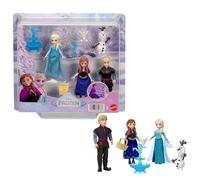 Mattel Coffret 4 poupées La Reine des Neiges Anna Elsa Kristoff Olaf, Fontaine +3 accessoires JJP89