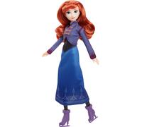 Mattel Disney Frozen Anna modepop en accessoires, schaatslook met jurk en schaat