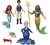 Mattel Disney La Petite Sirène Coffret Les Aventures D’Ariel À Collectionner Avec 4 Mini-Poupées Ursula, Prince Éric, Roi Triton Et Ariel Avec Accessoires, Jouet Enfant, Dès 3 Ans, HLX19