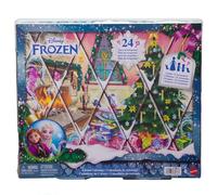 Mattel Disney La Reine des Neiges Calendrier de l’Avent avec mini-poupées Anna et Elsa jeunes, 24 jours de surprises, dont une figurine Olaf, une poupée reine Iduna, une balançoire à bascule, JLJ06