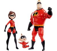 Mattel Disney Pixar Incredibles Storyteller Lot de 3 figurines d'action Mr Incredible, Elastigirl et Jack-Jack, Battle for The City