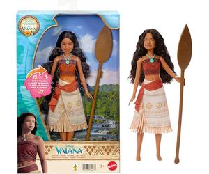 Mattel Disney Poupée chantante Moana How Far I'll Go Live Action Movie | Poupée articulée chante en anglais et porte une tenue signature amovible avec rames et accessoires de collier