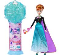 Mattel Disney Poupée La Reine des Neiges Anna et Accessoires avec 8 Surprises, Dont Une boîte à Bijoux en Forme de Flocon de Neige, Une Bague pour Enfant et 9 éléments de Jeu inspirés du Film, JJY37