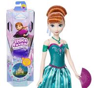 Mattel Poupée Disney Princess Anna – Jupe turquoise, 5 accessoires surprises, autocollants verts