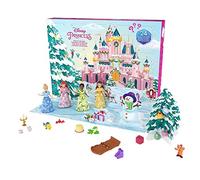 Mattel Disney Princess Calendrier De L’Avent Avec 24 Surprises, 4 Mini-Poupées (Tiana, Cendrillon, Ariel Et Belle) En Habits De Fête Et 16 Accessoires, Jouet Enfant, A Partir De 3 Ans, HLX06