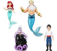 Mattel Disney Princess Coffret Personnages Ariel Coffret de 4 poupées inspirées du Film à l’effigie d’Ariel sirène, du Prince Éric, d’Ursula et du Roi Triton et Un Trident, JHG84