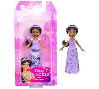 Mattel Disney Princess Jasmine Petite poupée articulée, figurine de collection de 8,9 cm en tenue violette brillante, inspirée du film Aladdin