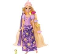 Mattel Disney Princess Poupée Raiponce Cheveux Magiques avec Cheveux Qui s’illuminent et 4 Autres Sources de lumière, Figurine Pascal et 7 Accessoires de Coiffure inspirés du Film Raiponce, JHL46