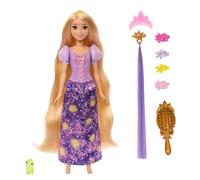 Mattel Disney Princess Poupée Raiponce Cheveux Magiques avec Cheveux Qui s’illuminent et 4 Autres Sources de lumière, Figurine Pascal et 7 Accessoires de Coiffure inspirés du Film Raiponce, JHL46