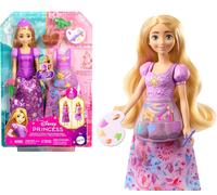 Mattel Poupée Disney Raiponce Coffret 2-en-1 – 2 tenues, 9 accessoires, 2 corsages, 2 jupes – JBG09