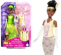 Mattel Disney Princess Toys Poupée Tiana Fashion avec 2 Looks, 9 Accessoires, 2 corsages à Clipser et 2 Jupes, Histoires 2 en 1 inspirées du Film Disney
