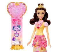 Mattel Poupée Disney Princesses Jewel Reveal Belle JHL51 – 8 surprises, boîte cœur et bague