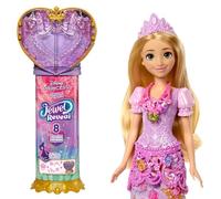 Mattel Poupée Disney Jewel Reveal Raiponce JLK28 – 8 surprises, boîte en forme de cœur, bague enfant