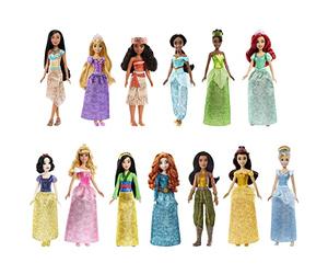 Mattel Disney Princesses, Coffret de 13 Poupées Mannequin Princesses, Tenues Étincelantes et Accessoires, Inspirées des Films Disney, Cadeau pour Enfant 3 ans et plus, HLW43