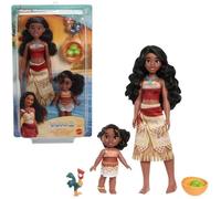 Mattel Disney Vaiana et sa sœur, coffret de 2 poupées mode dans des looks emblématiques, animal Heihei, noix de coco et panier, inspiré du film, JBT66