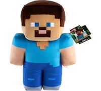 Mattel Figurine Minecraft Steve Jumbo en peluche, grande poupée douce de 40,6 cm avec motif pixelisé inspiré du jeu vidéo