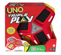 Mattel Games HCC21 UNO Triple Play, Jeu de société et de 112 Cartes avec unité de Jeu émettant des lumières et des Sons, 2 à 6 Joueurs, dès 7 Ans
