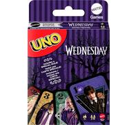 Mattel Games Mattel UNO Mercredi Jeu de Cartes Collector pour soirées Entre Petits, Grands et en Famille, idéal en Voyage et au Camping, inspiré de la série, JHB18