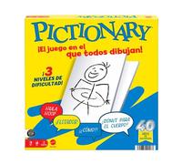 Mattel Games Pictionary JDY00 Jeu de société Familial pour garçons et Filles, Adultes et soirées de Jeu pour Deux équipes avec marqueur à Encre effaçable, Tableaux Noirs et sablier