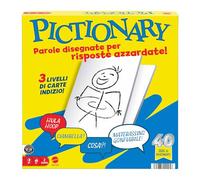 Mattel Games - Pictionary, le jeu de plateau emblématique pour toute la famille, 2 équipes avec des indices en italien, marqueurs effaçables, lavagne et sablier, jouet pour enfants, 8+ ans, JDY01