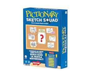 Mattel Games - Pictionary Sketch Squad, Jeu d'équipe et Dessin coopératif avec Tableau Noir, marqueurs et Porte-Indices, 2 à 6 Joueurs, Jouet pour Adolescents et Adultes, 13 Ans HXH41