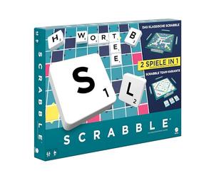 Mattel Games Scrabble 2 in 1, Version: Allemande, HWD45 | Deux modes de jeu : classique et ensemble, 56 cartes cibles pour apprendre les bases du Scrabble, à partir de 8 ans, HWD45