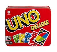 Mattel Games UNO Deluxe, Jeux De Cartes Familial pour Enfants Et Adultes, Jeu De Société pour Soirée Jeux en Famille Ou en Voyage, 2 À 10 Joueurs, Jouet pour Enfant de 7 Ans et Plus, K0888