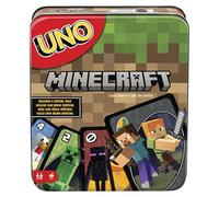 Mattel Games UNO Minecraft Jeu de Cartes avec boîte de Rangement, dès 7 Ans | Jeu de carte sur le thèmes basé sur le jeu vidéo, avec règle spéciale. Pour enfants, ados, familles, 2-10 joueurs, HJC88