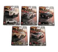 Mattel GJT68 Hot Wheels Premium Set de 5 Real Riders Boulevard Toyota, Mercedes, Nissan, VW Beetle, Honda, modèles de véhicules,
