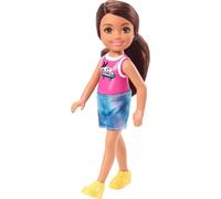 Barbie Chelsea - GXT40 - Poupée 15cm - Brunette avec Jupe scintillante, haut licorne moulé et chaussures vertes