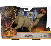 Mattel HDX41 Jurassic World Dominion Iguanodon Roar Strikers avec son, dinosaure avec attaque de rugissement, brun, figurine de dinosaure