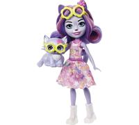 MATTEL HHB90 Enchantimals City Tails Poupée chien fille Hadley Husky (env. 15 cm) et figurine d'animal Sledd