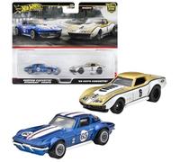 Mattel Hot Wheels HRR80 Premium Corvette COPO '69 Corvette Stingray Coupé Mini Voiture 3 Ans, Bleu, Lot de 2