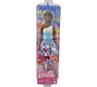 Mattel HRR14 Licorne Barbie brune avec robe arc-en-ciel Blanc Cheveux bleus Bottes bleues Couronne de licorne pour enfants