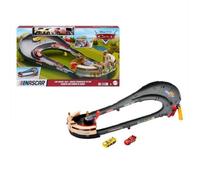 Mattel HXJ33 Cars Nascar Course Avec Changement De Voie Piste Avec 2 Voitures
