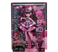 Monster High Poupée Draculaura Anniversaire Monstrueusement Mémorable avec robe de fête rose et accessoires à thèmes dont un ballon, un cadeau et un éventail.JBG74
