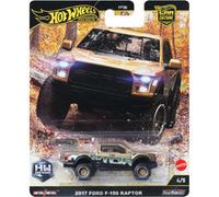 Hot Wheels Ford F150 Raptor 2017 Voiture Premium Car Culture à collectionner, modèle en métal à l’échelle 1/64, véhicule tout-terrain avec pneus Real Riders