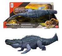 Mattel Jurassic World : Renaissance, Figurine articulée Purussaurus Géants féroces, grande espèce de dinosaure, 2 attaques féroces, jeu virtuel, JGB94