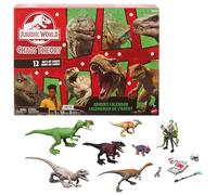Mattel Jurassic World Calendrier de l’Avent Exclusif La Théorie du Chaos avec 12 Portes, 12 Jours de Surprises, Smoothie et 8 Autres Figurines Dinosaures, Figurine Brooklynn, JGM17